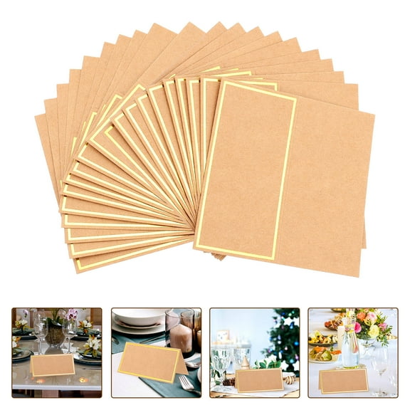 PTOOTP 50Pcs Golden Square Iridescent Paper Blank Place Cards for Wedding Guests