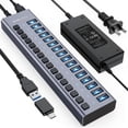 thumbnail image 1 of Powered USB 3.0 Hub, ACASIS 16 Ports USB 3.0 Hub with 5Gbps Data Speed，Aluminum Housing, USB Hub Powered with 90W Power Adapter, USB Hub for P, 1 of 8