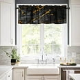 thumbnail image 4 of Marble Kitchen Valances Window Curtain,Abstract Black Grey Gold Marble Pattern Curtain Valances for Bedroom Bathroom Living Room Cafe,52x18 inch, 4 of 6