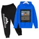 thumbnail image 3 of Conjunto de sudadera con capucha y pantalones de polar para niños, conjunto de 2 piezas, chándal, estampado de cabeza grande de Sasquatch furtivo, 3 of 5