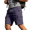 thumbnail image 7 of Cargo Shorts for Men Elastic Waist Straight Leg Loose Fit Casual Knee Length Hiking Work Shorts with Pockets, 7 of 7