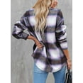 thumbnail image 4 of Women'S Flannel Plaid Shacket Fall Outfits Long Sleeve Button Down Shirts Jacket Coats with Side Pockets L, 4 of 9