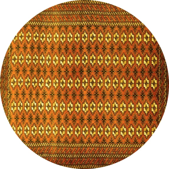 Ahgly Company Machine Washable Indoor Round Persian Yellow Traditional Area Rugs, 7' Round