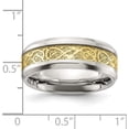 thumbnail image 4 of Chisel Stainless Steel Polished with Yellow IP-plated Inlay Design 8.2mm Band - Ring Size 11.0, 4 of 7