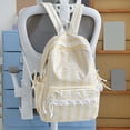 thumbnail image 4 of Women Bow Print Backpack with Multi-Pocket, Lace Trim Large Capacity School Bag for Travel Shopping (Yellow), 4 of 10
