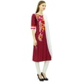 thumbnail image 5 of Atasi Women's Aari Embroidered Maroon Rayon Salwar Kurta Straight Suit Set-12, 5 of 9