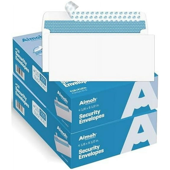 1000#10 Security Self-Seal Envelopes, Windowless Design, Premium Security Tint Pattern, Strong Quick-Seal Closure - EnveGuard - Size 4-1/8 x 9-1/2 Inches -White-24 LB- 1000 Count (34010-1000)