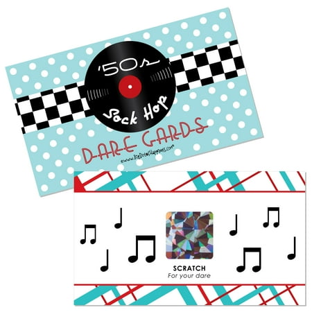 - 50's Sock Hop - 1950s Rock N Roll Party Scratch Off Dare Cards - 22 Count