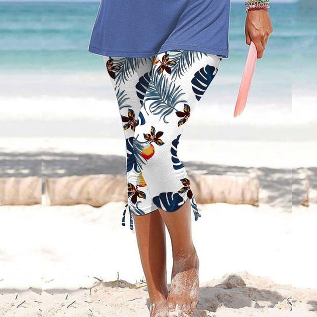 Snoarin Capris Cargo Grande Taille pour Femmes Été Décontracté Cordon Imprimé Pantalons Raccourcis pour Femmes en Solde