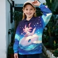 thumbnail image 2 of Uorisanigo Kids Girls Sweatshirt Casual Long Sleeve Pullover Crop Tops Oversized Pink Whale Axolotl Half Zip Up Hoodies for Vacation Shopping Exercise Wear Fall Fashion Outfits Clothes, 2 of 7