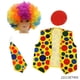 thumbnail image 1 of Paquete de 4 disfraces de payaso, peluca de payaso arcoíris + nariz de payaso + chaleco de payaso para Halloween, fiestas de cosplay, carnavales, disfraces, juegos de rol, favores de rendimi, 1 of 5