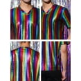 thumbnail image 6 of Lars Amadeus Men's Metallic Shiny Nightclub Short Sleeve Party Disco T-Shirt, 6 of 6