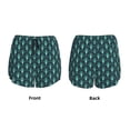 thumbnail image 3 of Gukieu Green Vintage Peacock Print Women's Sports Shorts with Drawstring Elastic Waistband for Running, Yoga, Fitness-Medium, 3 of 7