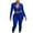 Blue, variant on Babysbule Womens Fall Plus Top Sets Outfit Stylish Women Pocket V-neck Casual Solid Color Long Sleeve + Pants Set