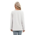 thumbnail image 6 of Women's Long Sleeve V Neck T-shirt Flag and Letter Printed Casual Tee Tops Loose Blouse Basic Tee Spring Fall Tops, S-2XL, 6 of 6