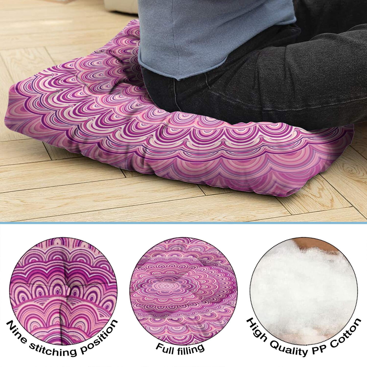 Hibiscus Flower Floor Pillow – 22x22 Inch Large Cushion