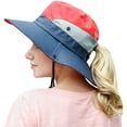 thumbnail image 3 of Visland Women Sun Hats, Women's Ponytail Bucket Hat Outdoor UV Protection Foldable Summer Mesh Wide Brim Beach Fishing Hat with Ponytail Hole, 3 of 8