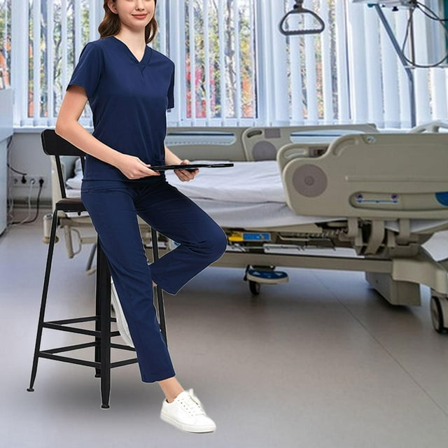 BELOVING Ensemble de Sarraus pour Femmes Haut d'Infirmière Pantalon Extensible à Manches Courtes Infirmière pour