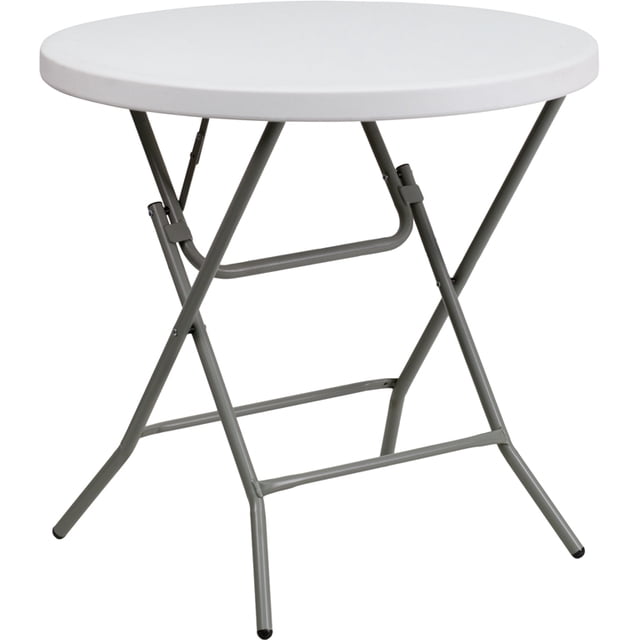 Mesa plegable redonda de plástico blanco de granito de 2,63 pies Flash Furniture DAD-YCZ-80R-GW-GG