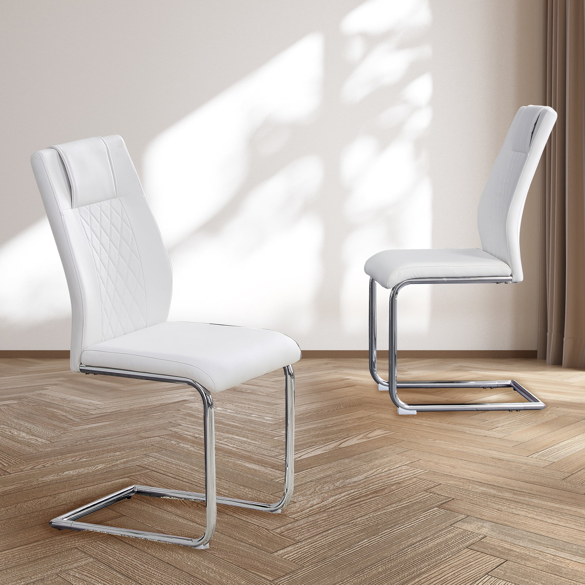 Set of 2 Faux Leather Dining Chairs, Living Room Side Chairs with