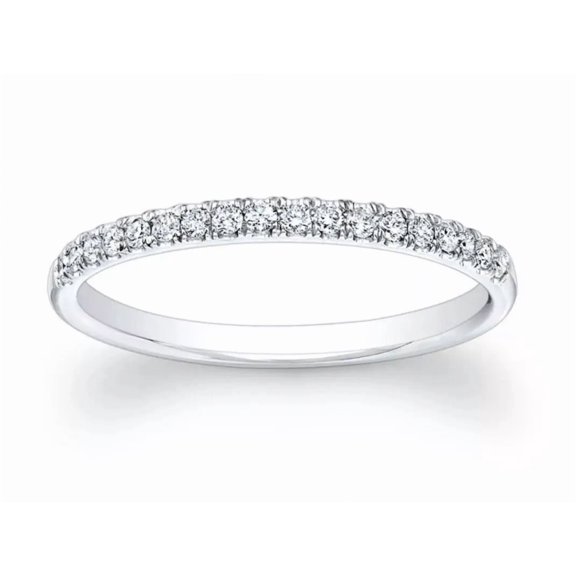 Aishvi Jewels 14k White Gold Plated 1Ct Round Cut Lab Created Diamond Half Eternity Wedding Band
