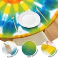 thumbnail image 4 of Colorful Rainbow Tie Dye Spiral Pattern Round Fitted Tablecloth with Elastic Edge,Dining Table Cover Waterproof,Outdoor Round Tablecloth for Camping,Dining,Indoor and Outdoor, 4 of 7