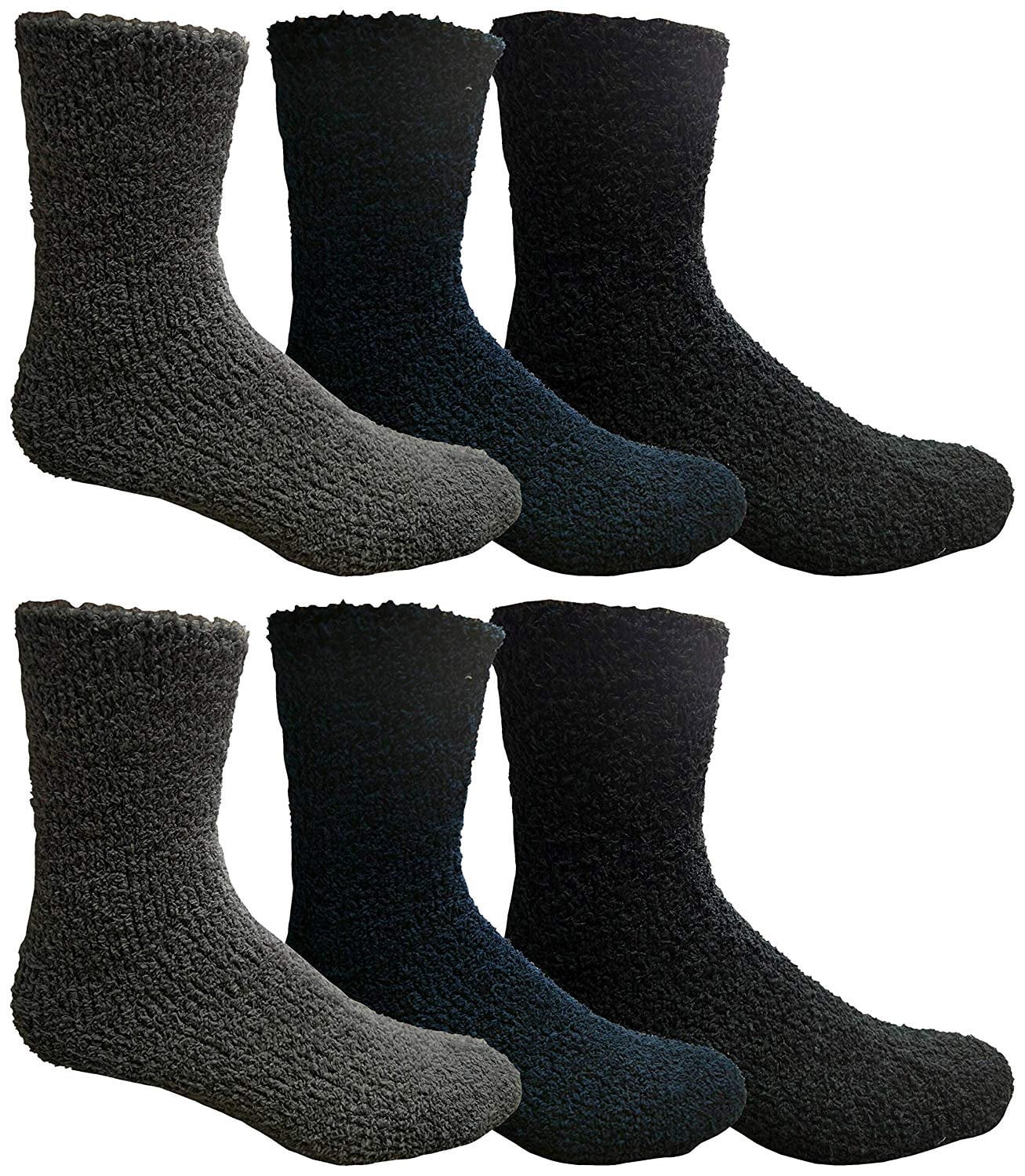 Yacht & Smith SockBin Men's Fuzzy Socks, Assorted, 1013 (6Pack