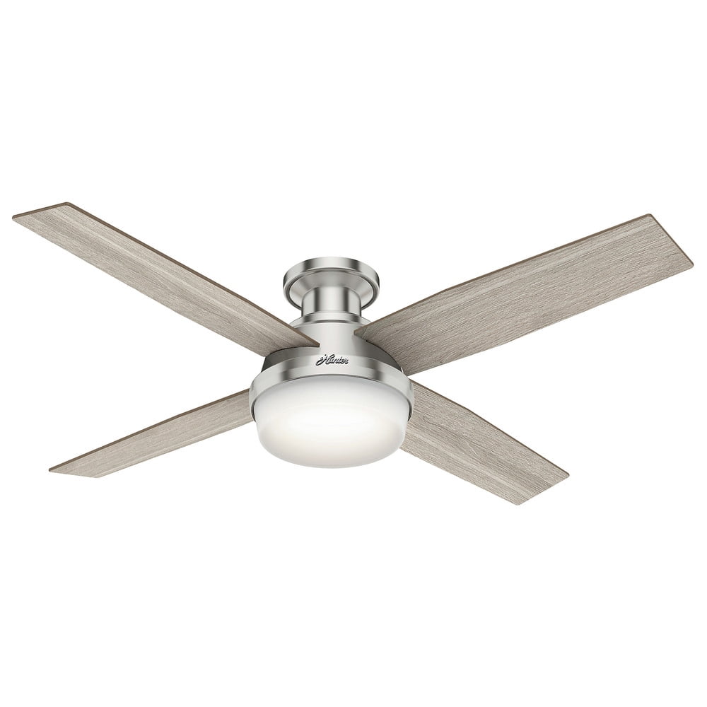 Hunter Fan 46 in Brushed Nickel Finish Ceiling Fan w/ Light Kit & Remote Control 
