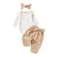 thumbnail image 1 of Newborn Infant Girl Clothes Ribbed Romper Daisy Print Pants Hairband Baby Clothes for Girls cream-coloured 70CM, 1 of 5