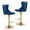 Blue+Gold, variant on IVV Modern Swivel Bar Stools Set of 2, Height Adjustable Velvet Upholstered Counter Height Bar Chairs with Tufted Back and Chrome Base for Kitchen Island, Khaki