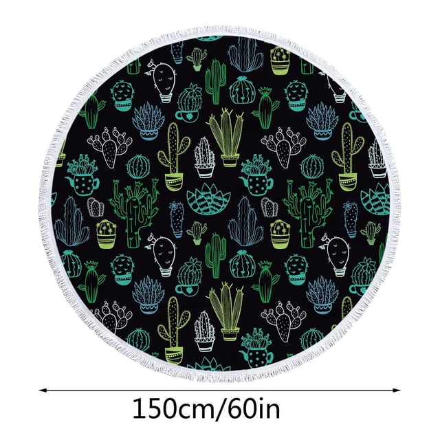 Serviette de Plage en Microfibre, Serviette de Plage Ronde Imprimée en Microfibre Super Légère Serviette de Bain Colorée Anti-Sable Couverture de Plage Tapis de Plage Serviette Multi-Usage pour Voyage Piscine