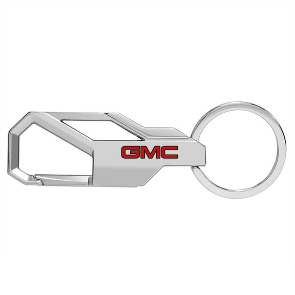 iPick Image for GMC in Red Silver Carabiner-style Snap Hook Metal Key Chain, Official Licensed