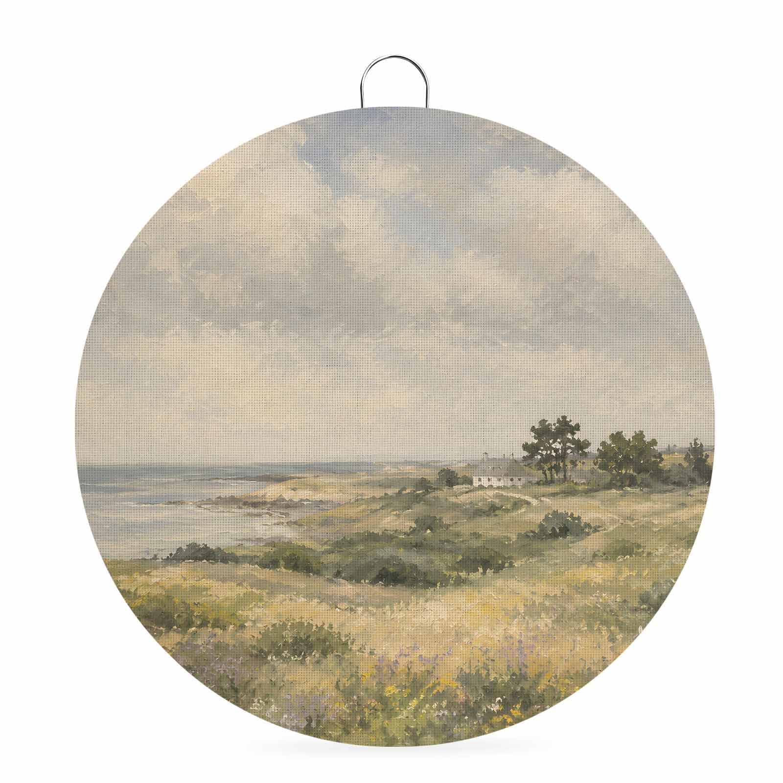 Welcome Sign Front Door Decorations Spring Village Round Wall Art Outdoor Metal Wreaths Rustic Farmhouse Botanical Cloud Horizon Seasonal Hanging Sign for Home Porch Decor Warming Gift 8 In