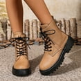 thumbnail image 4 of Lovzfmll Ankle Boots for Women, Round Toe Boots Side Zipper Lace Up Low Heel, Low Heel Round Toe Military Chunky Leather Motorcycle Boots Casual Khaki Boots, 4 of 9