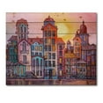 thumbnail image 3 of Designart 'Afternoon Street Scene In Old Town With Colorful Buildings' Mid-Century Modern Print on Natural Pine Wood, 3 of 5