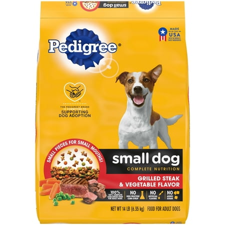 PEDIGREE Complete Nutrition Grilled Steak and Vegetable Dry Dog Food for Small Adult Dog, 14 lb. Bag