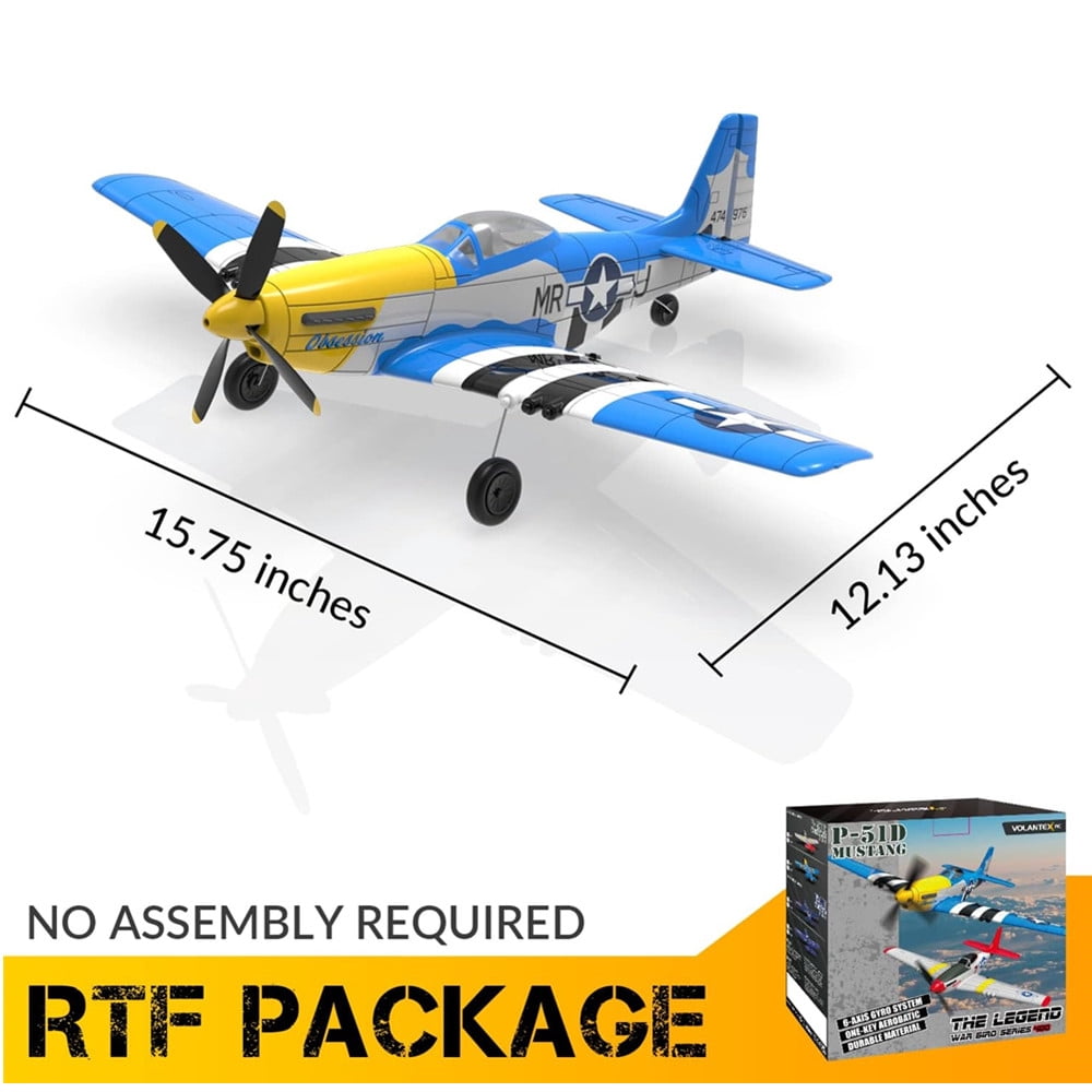 Roofworld RC Plane P51 Mustang Fighter Hobby Remote Control Airplane 6-Gyro System