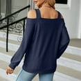 thumbnail image 6 of EDFBUYKRS Womens Fall Long Sleeve Tunic Tops Notch V Neck Shirt Casual Pleated Basic Pullover M, 6 of 9