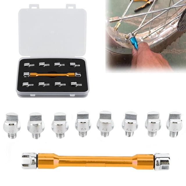 Llave para radios de motocicleta, 5.0-6.8, 10 Puntas intercambiables de Tamaña, Llave para radios de rueda de moto de cross Ajustable para Ajustar El Montaje de Alambre de Acero