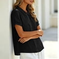 thumbnail image 6 of Sheghy Tops for Women 100%Cotton Linen Blend Collared Shirt, Solid Button Short Sleeve Casual Tunic Top Blouse, 6 of 9