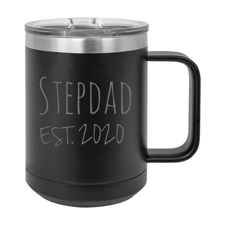 

Stepdad Est. 2020 Established Stainless Steel Vacuum Insulated 15 Oz Engraved Double-Walled Travel Coffee Mug with Slider Lid