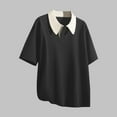 thumbnail image 4 of hoksml Men Plus Size T Shirt Top Big And Tall Polo Shirts Solid Color Collared Colour Blocking Collar Athletic Short Sleeve Casual Loose Tee Shirts, 4 of 6