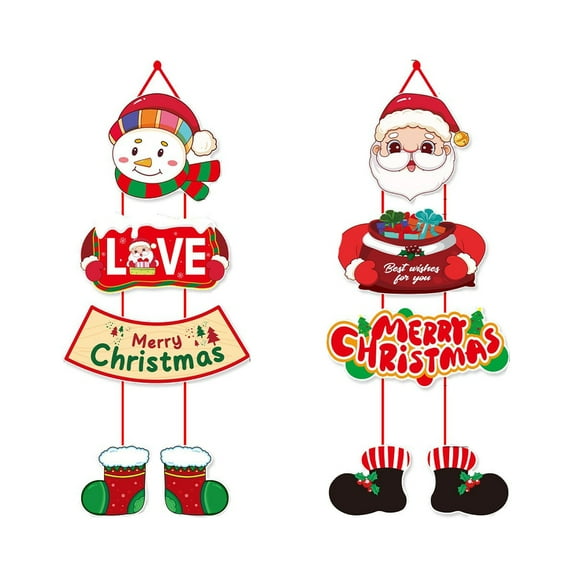 A Christmas Door Hangers Holiday Decorations Couplets Santa Snowman Curtain Party Supplies For Indoor Outdoor Home Office Festive Door Decor And Seasonal Celebrations
