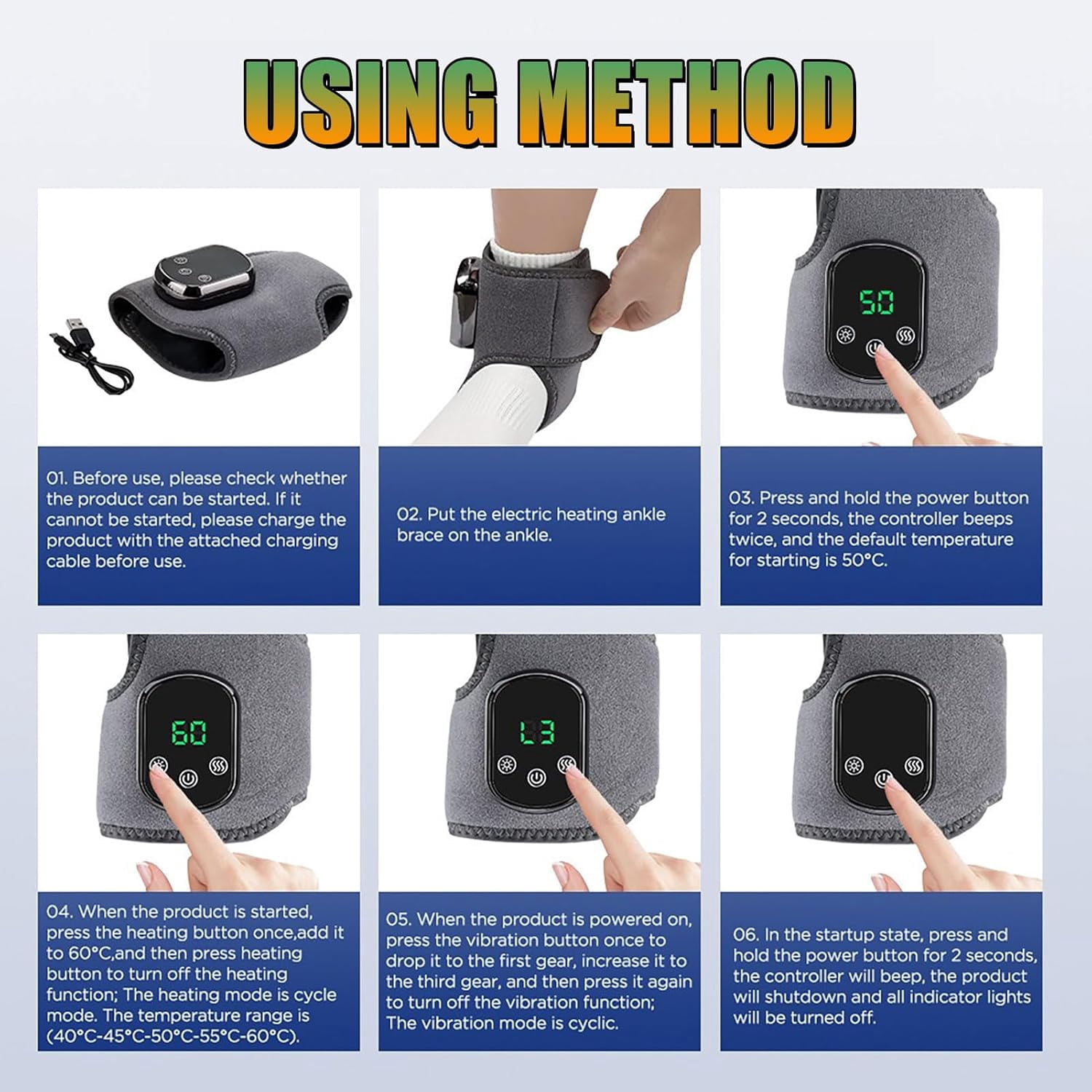 Triple Method Massager – 3-in-1 Therapy with Vibration & 5 Heat Levels, Boosts Circulation, Relieves Neuropathy, Plantar Fasciitis, Tendinitis & Chronic Foot Pain