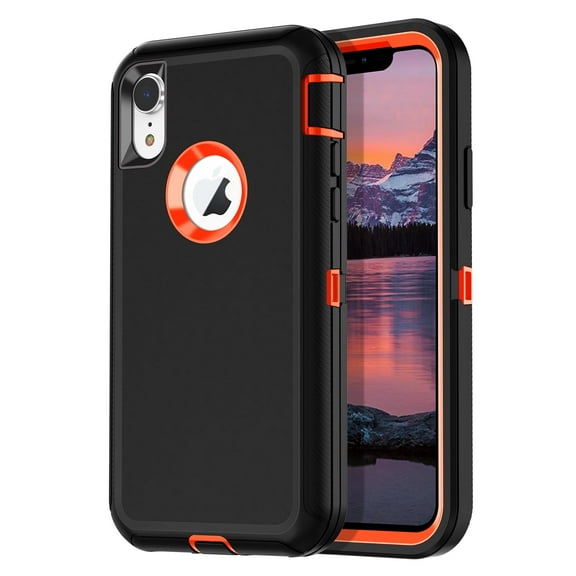 I-HONVA For iPhone XR Case,3-Layer Military Grade Drop Protection Anti-Slip Bumper Rugged Shockproof Dustproof Protection 6.1 inch Phone Case,Black