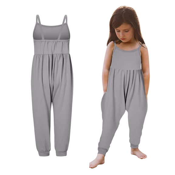 Jumpsuit for Toddler Girls Sleeveless Wide Leg Overalls Long Pants with Pockets Girls Clothes Size 2-3 Years