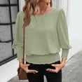 thumbnail image 3 of Lenpel Balloon Long Sleeve Tops for Women Dressy Casual Smocked Waist Shirts Casual Loose Fit Blouses Fall Outfits, 3 of 6