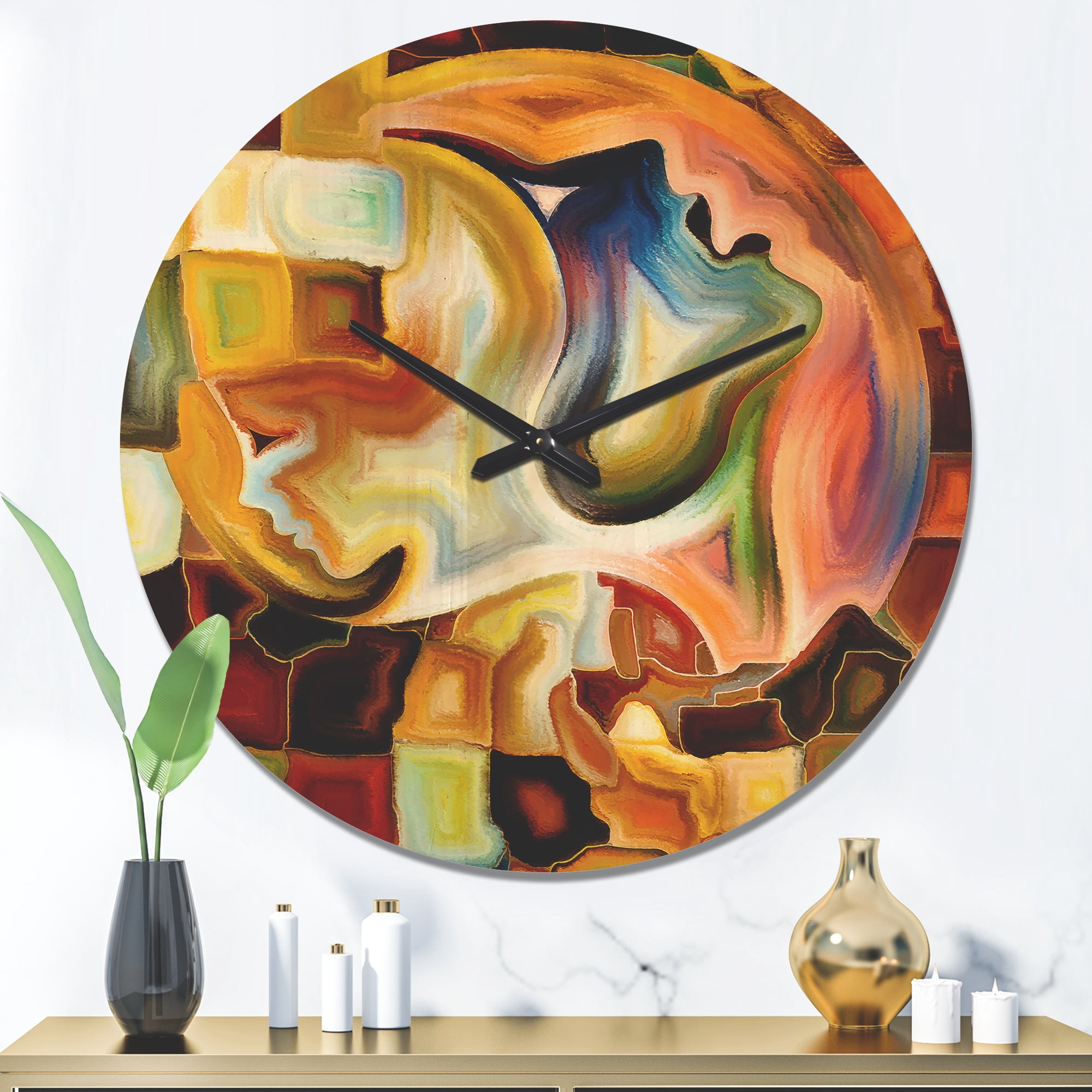 Designart 'Way of Inner Fractal' Modern Wood Wall Clock