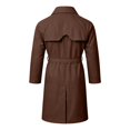 thumbnail image 5 of Mens Trench Coat Double Windbreaker Overcoat Notched Lapel Long Jacket Overcoat Fall Winter Business Long Jacket Coffee L, 5 of 5