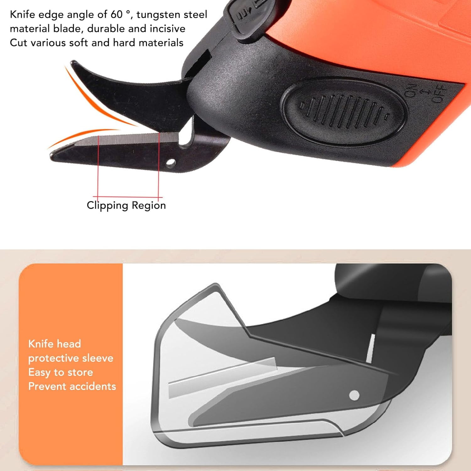 ABPETE Electric Scissors for Cutting Fabric Cardboard Plastic, Rechargeable Cordless Electric Scissors 10000rpm Powerful Shears Cutting Tool